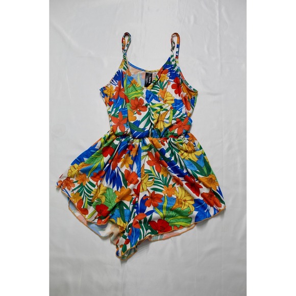 Hurley Pants - Hurley Womens Tropical Floral Romper Blue Orange Yellow Size S Small